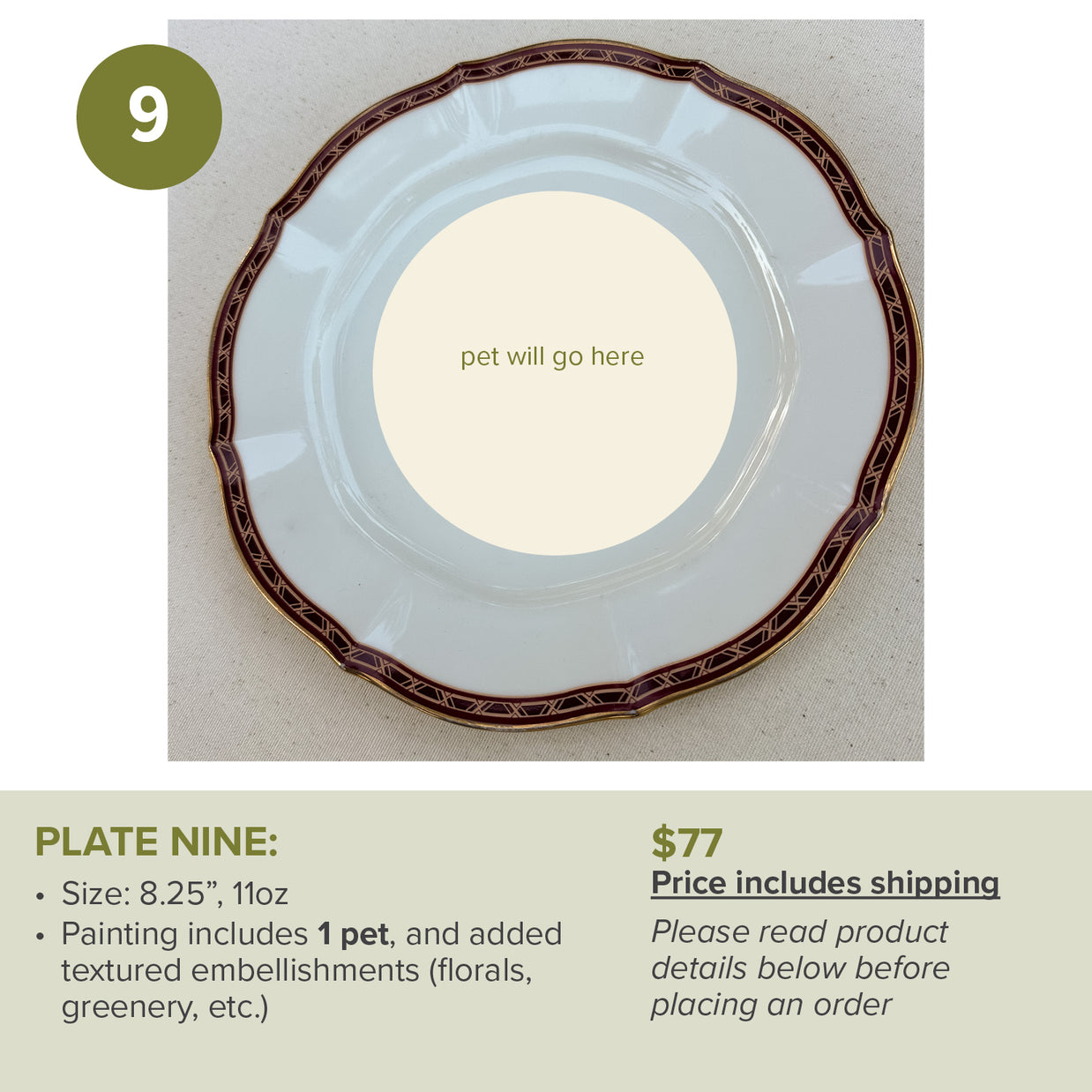 Custom Painted Pet Portrait Plates