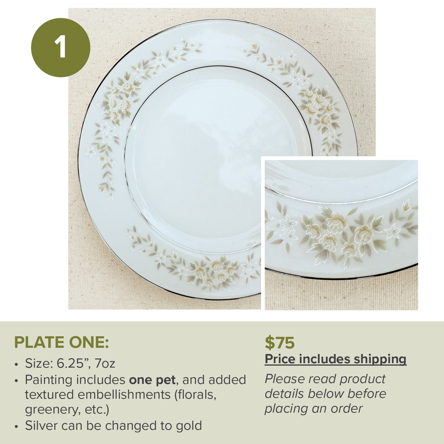 Custom Painted Pet Portrait Plates